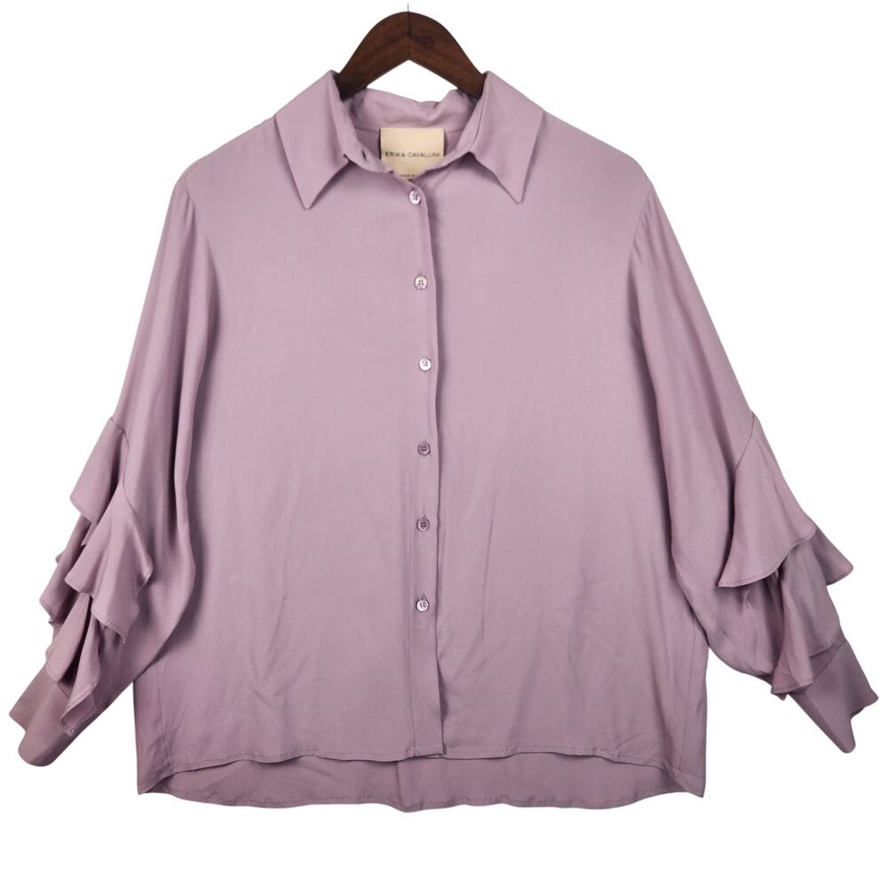 Erika Cavallini “Donna” Blouse Made in Italy Silk Blend Women’s SZ 42 (US 8) EUC